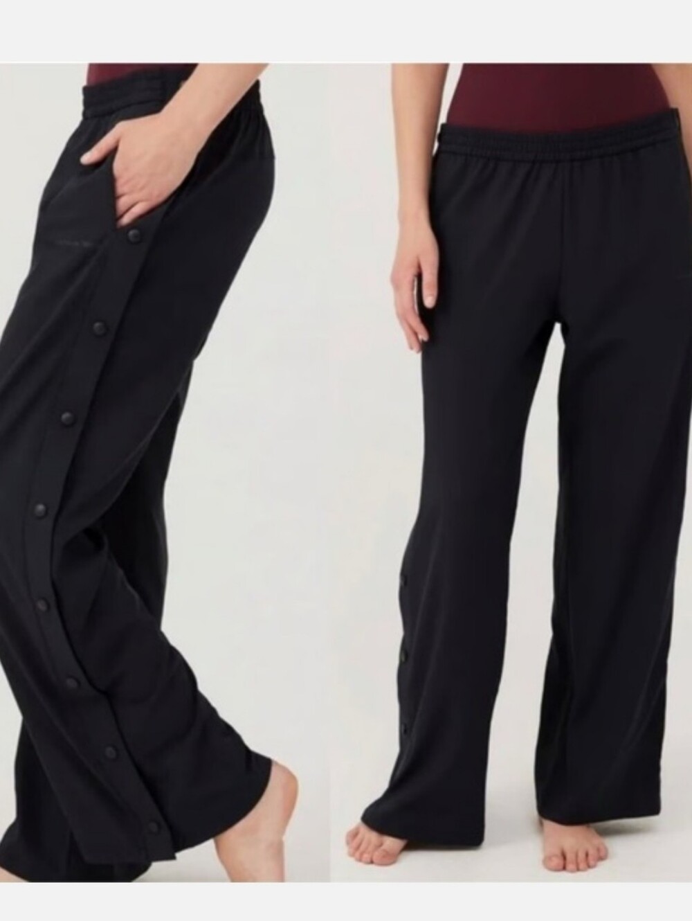 NWT Outdoor Voices Women's High Stride Track Pants Black High Rise Buttons sz S